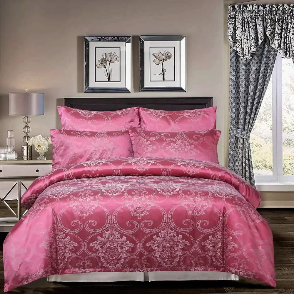 Luxury brown & gold damask duvet cover bedding set bedroom decor