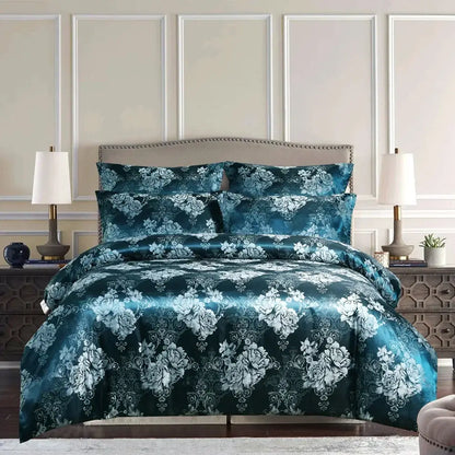 Luxury brown & gold damask duvet cover bedding set bedroom decor