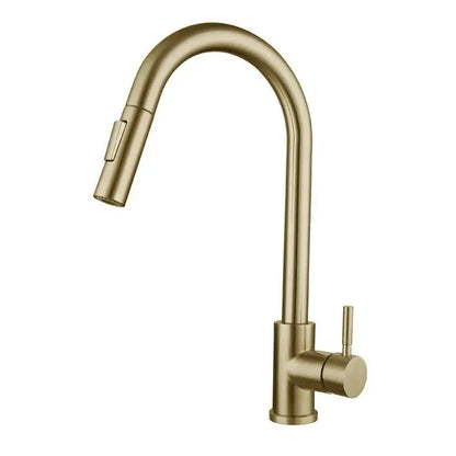 Luxury brushed gold pull out kitchen faucet with textured finish