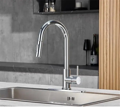Luxury brushed gold pull out kitchen faucet with textured finish