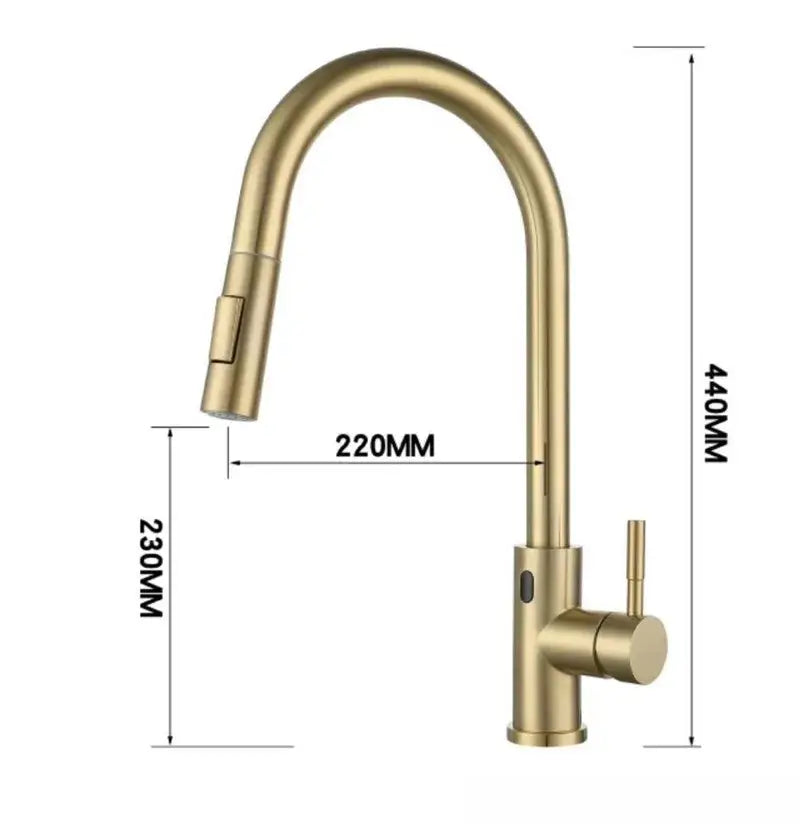 Luxury brushed gold pull out kitchen faucet with textured finish