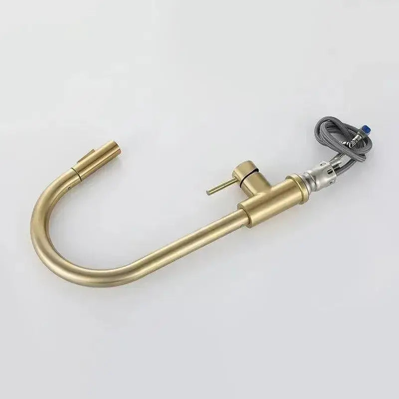 Luxury brushed gold pull out kitchen faucet with textured finish