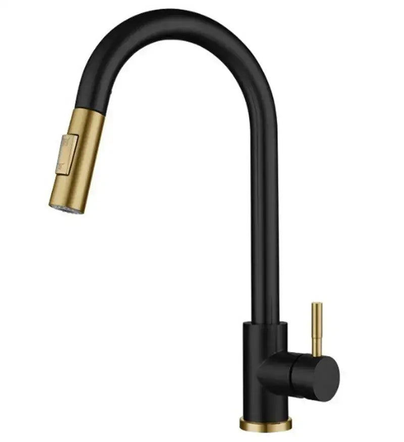 Luxury brushed gold pull out kitchen faucet with textured finish