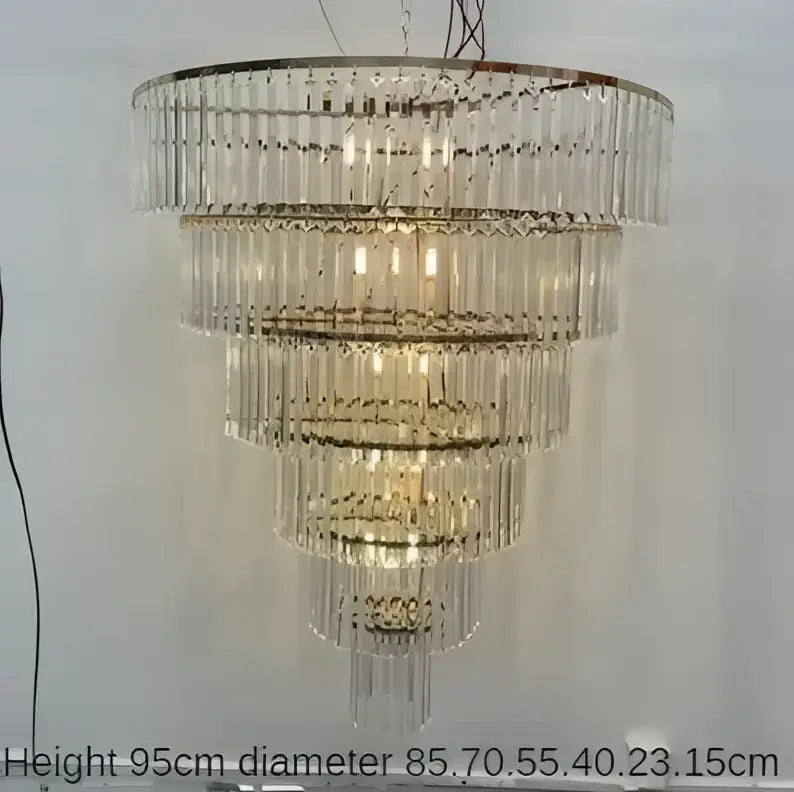 Luxury cascading crystal ice bar chandelier dining room light