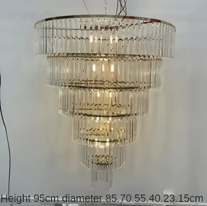 Luxury cascading crystal ice bar chandelier dining room light