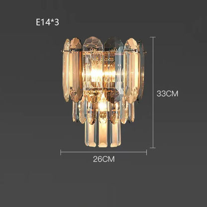 Luxury cascading gold crystal led wall lamp living room lighting