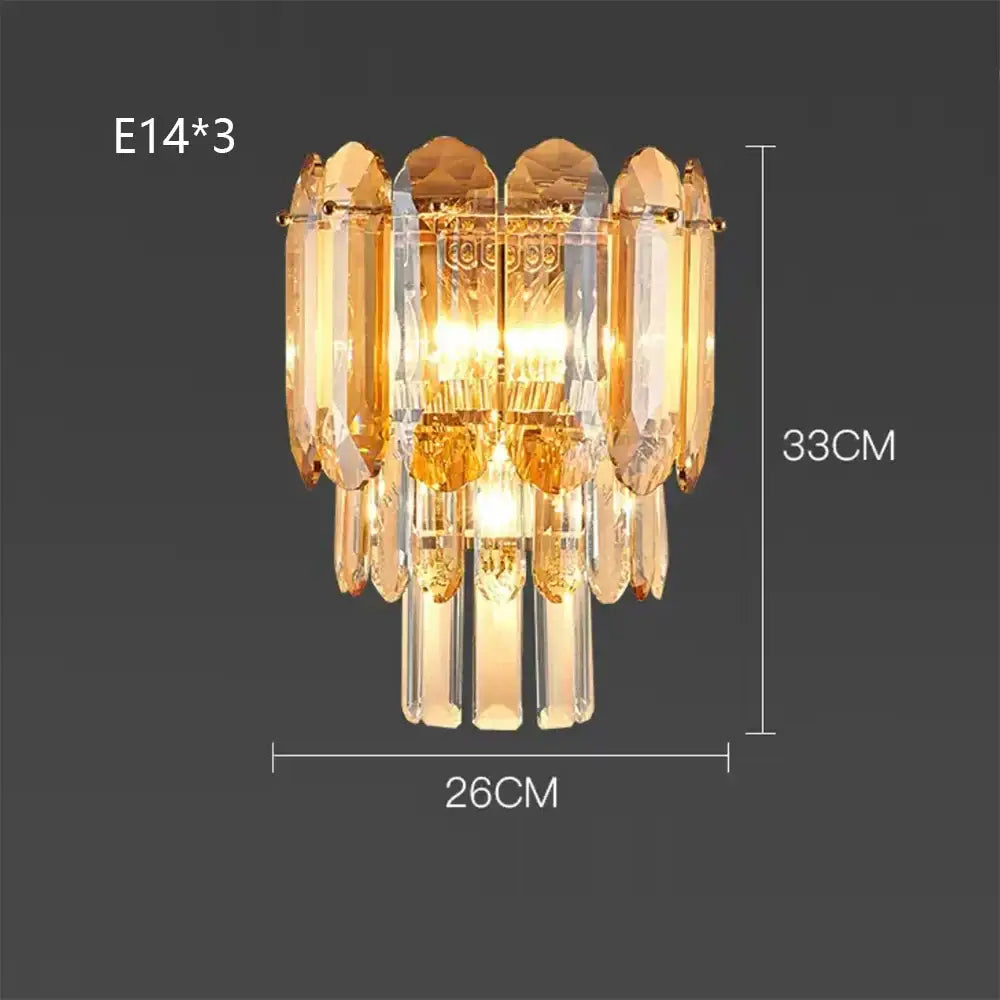 Luxury cascading gold crystal led wall lamp living room lighting