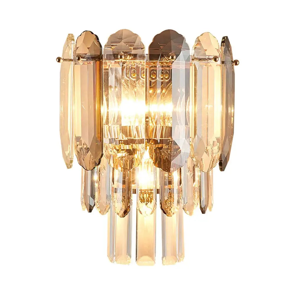 Luxury cascading gold crystal led wall lamp living room lighting