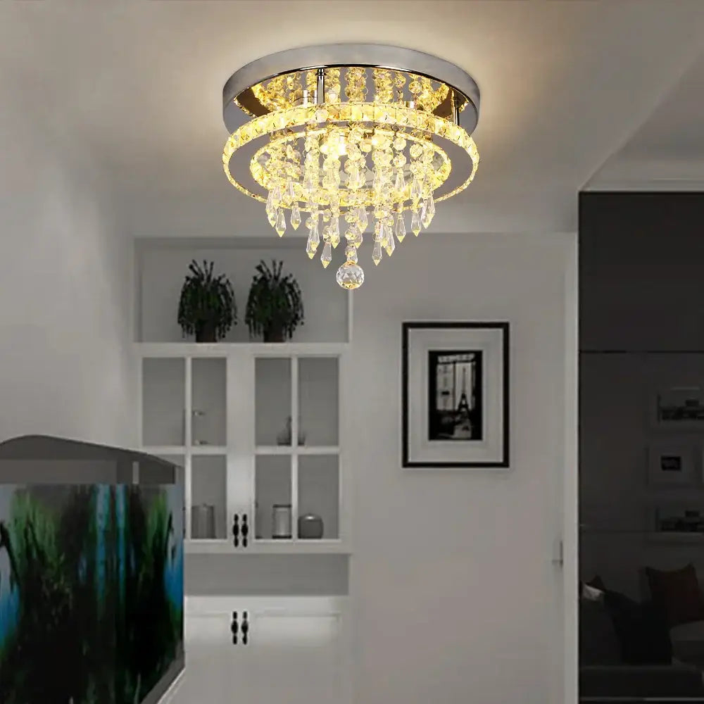 Luxury chrome crystal led ceiling chandelier dining room lamp