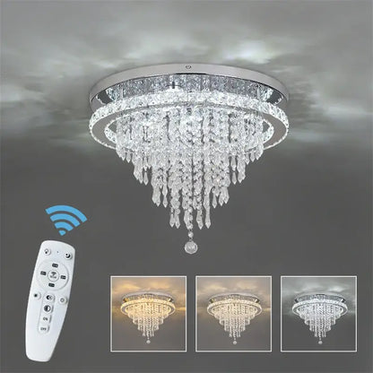 Luxury chrome crystal led ceiling chandelier dining room lamp