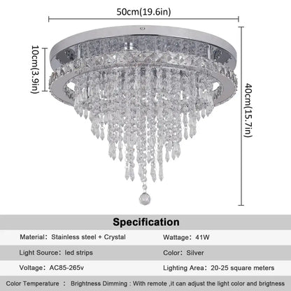 Luxury chrome crystal led ceiling chandelier dining room lamp