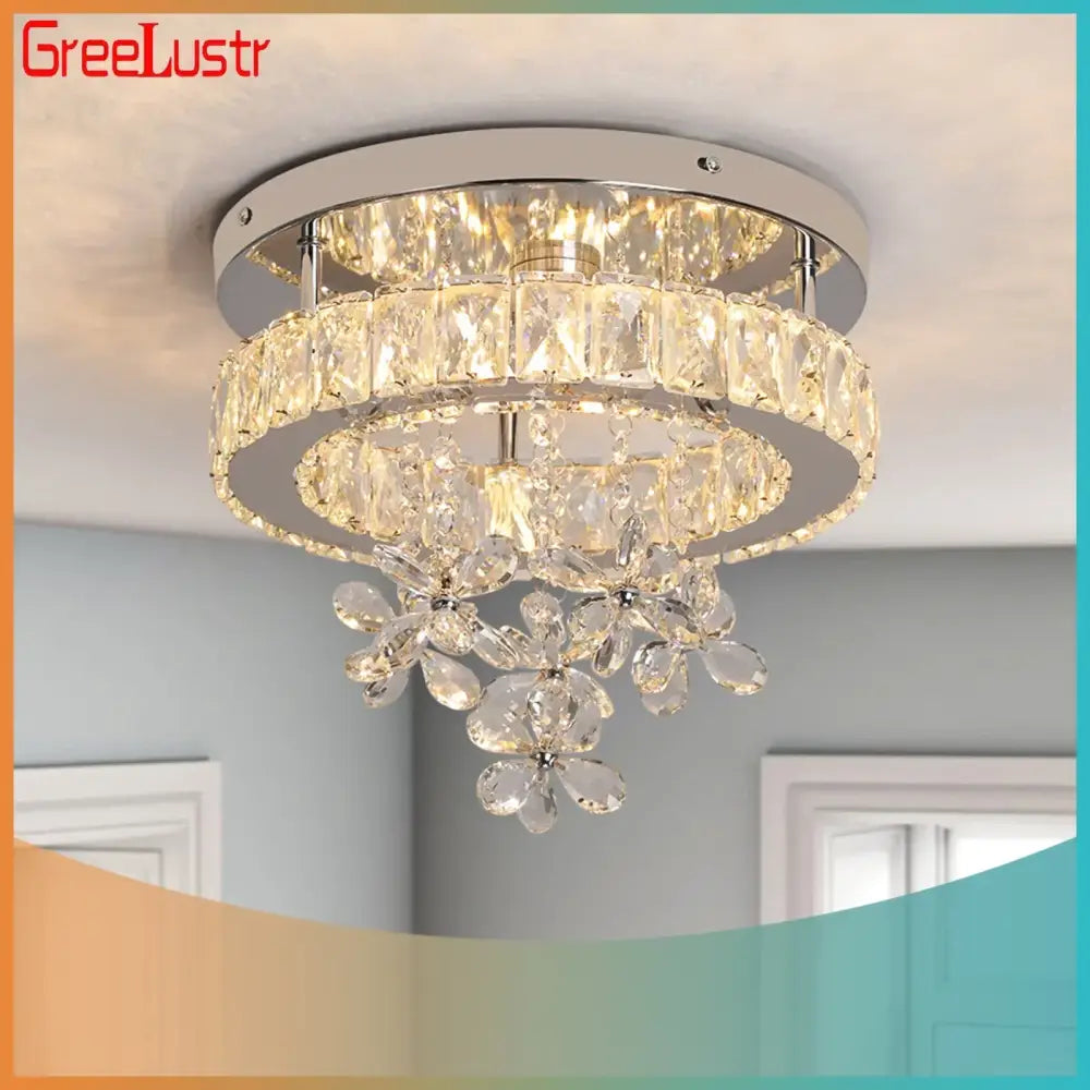 Luxury chrome crystal led ceiling chandelier for living room