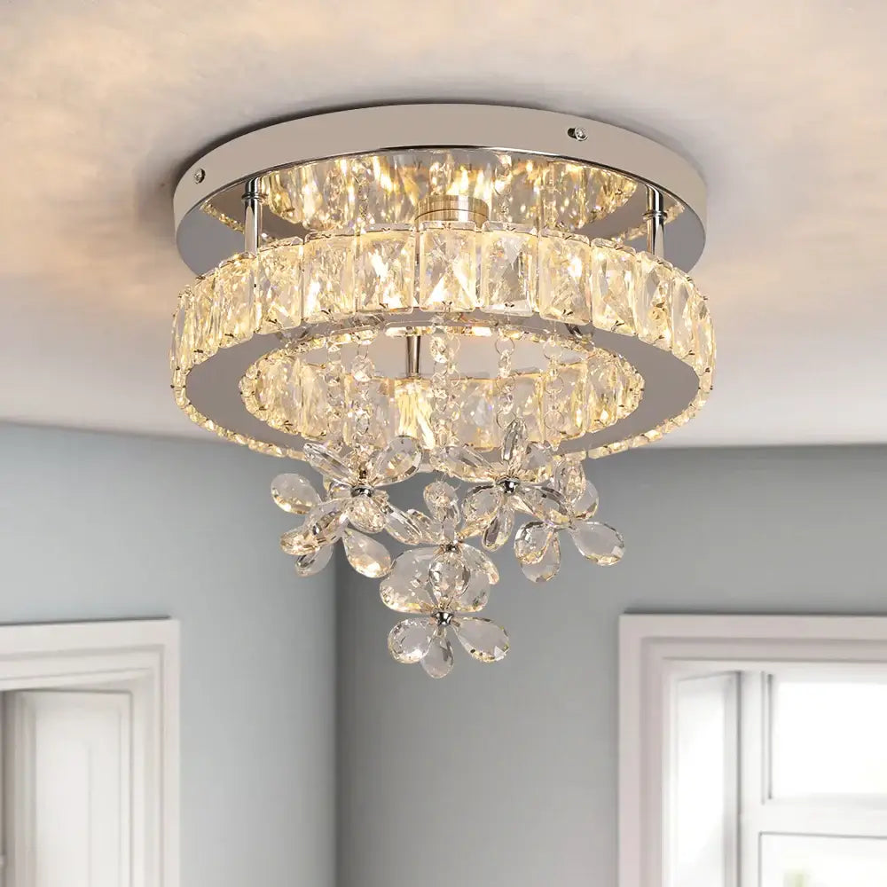 Luxury chrome crystal led ceiling chandelier for living room