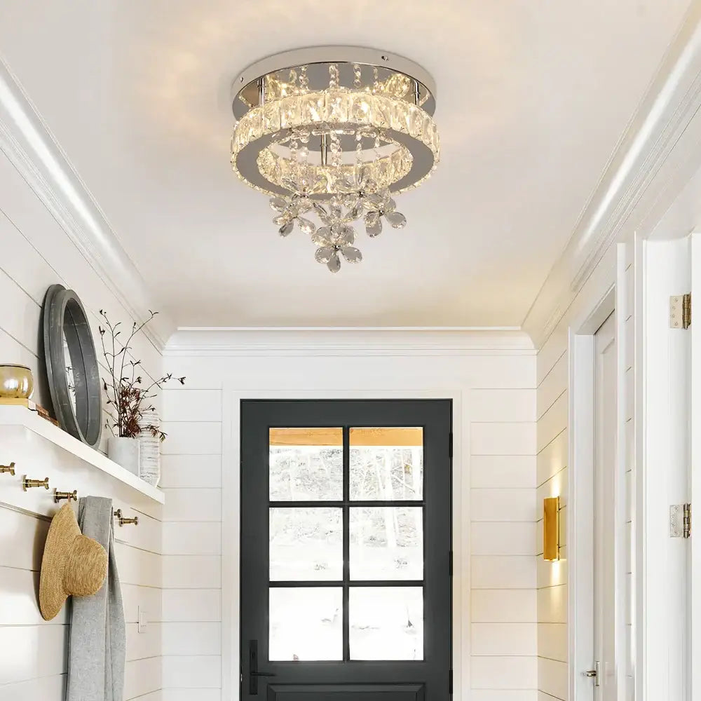 Luxury chrome crystal led ceiling chandelier for living room