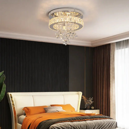 Luxury chrome crystal led ceiling chandelier for living room