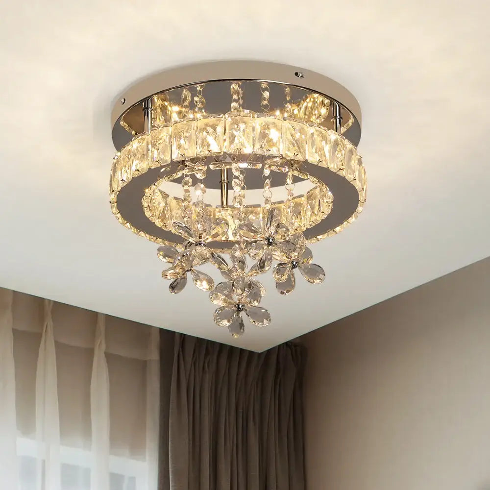 Luxury chrome crystal led ceiling chandelier for living room