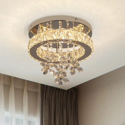 Luxury chrome crystal led ceiling chandelier for living room