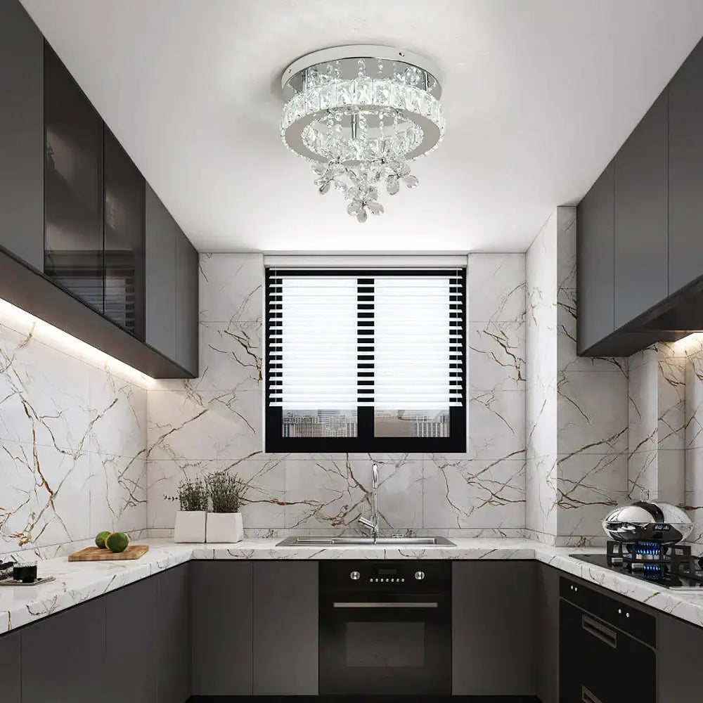 Luxury chrome crystal led ceiling chandelier for living room