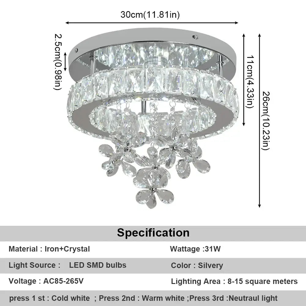 Luxury chrome crystal led ceiling chandelier for living room