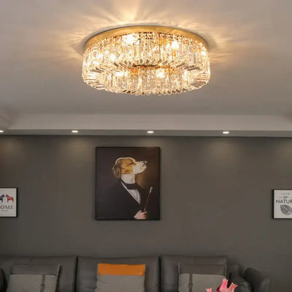Luxury chrome crystal led ceiling lights for living room