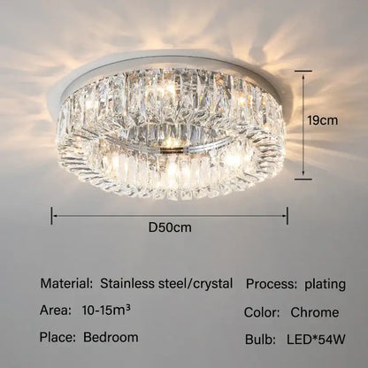 Luxury chrome crystal led ceiling lights for living room