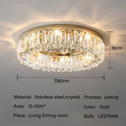 Luxury chrome crystal led ceiling lights for living room