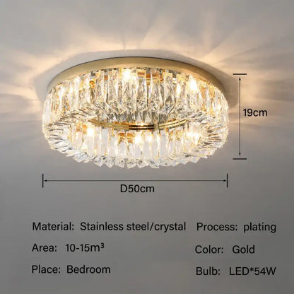 Luxury chrome crystal led ceiling lights for living room
