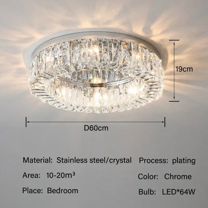 Luxury chrome crystal led ceiling lights for living room