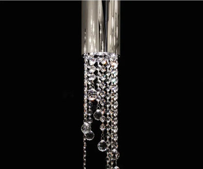 DecorBites™ Luxury Chrome Crystal LED Chandelier for Staircase