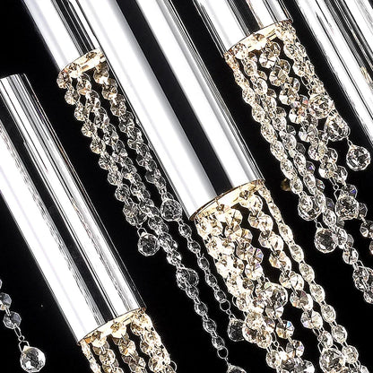 DecorBites™ Luxury Chrome Crystal LED Chandelier for Staircase