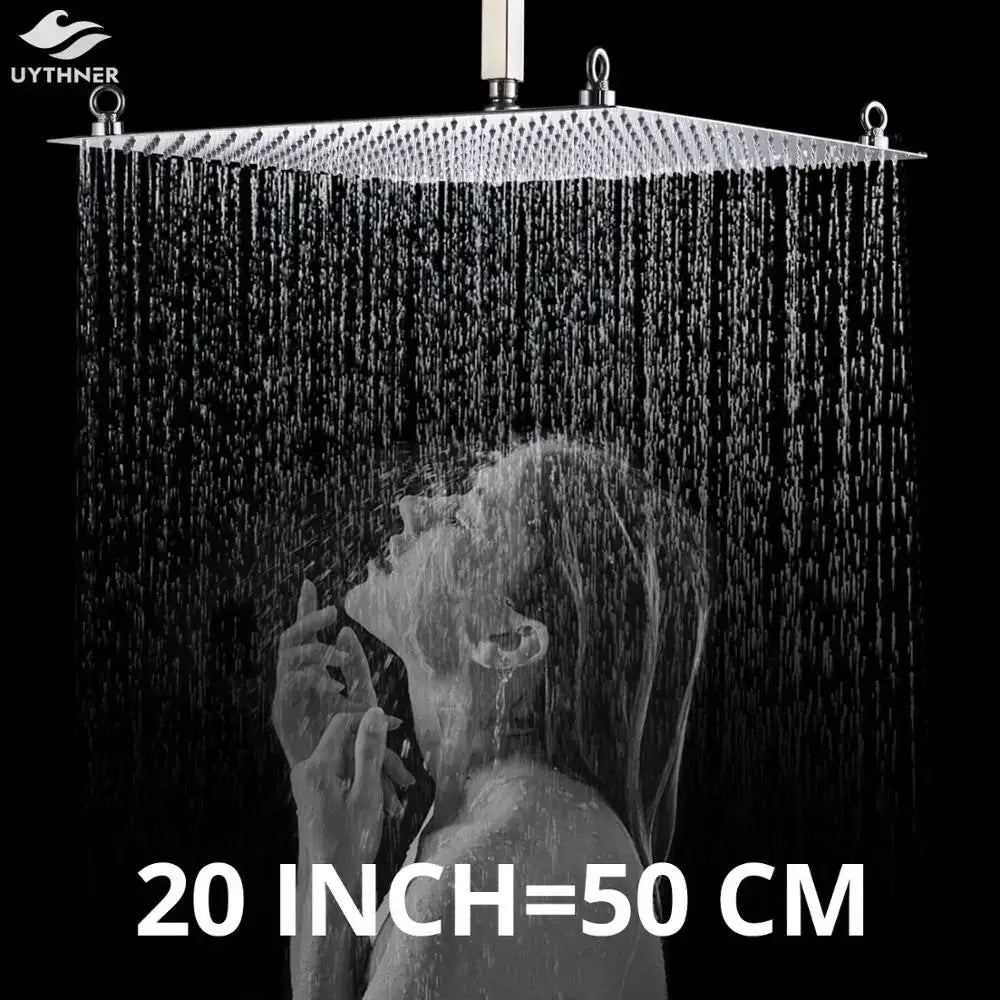 Luxury chrome square shower head bathroom ultrathin stainless steel