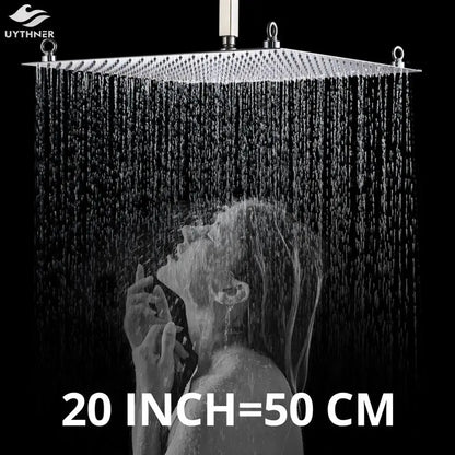 Luxury chrome square shower head bathroom ultrathin stainless steel