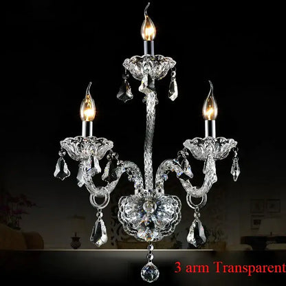 Luxury clear crystal wall lamp bedroom candle sconce