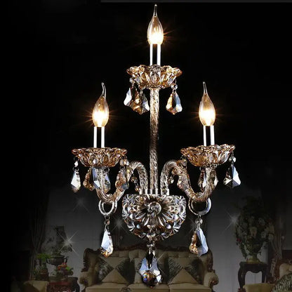 Luxury clear crystal wall lamp bedroom candle sconce