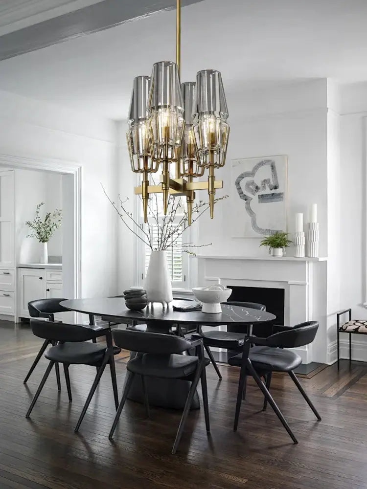 Luxury copper & glass chandelier – dining room lighting fixture