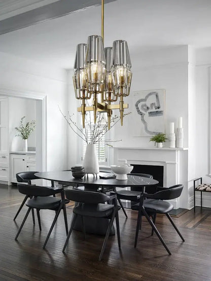 Luxury copper & glass chandelier – dining room lighting fixture