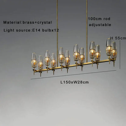 Luxury copper & glass chandelier – dining room lighting fixture