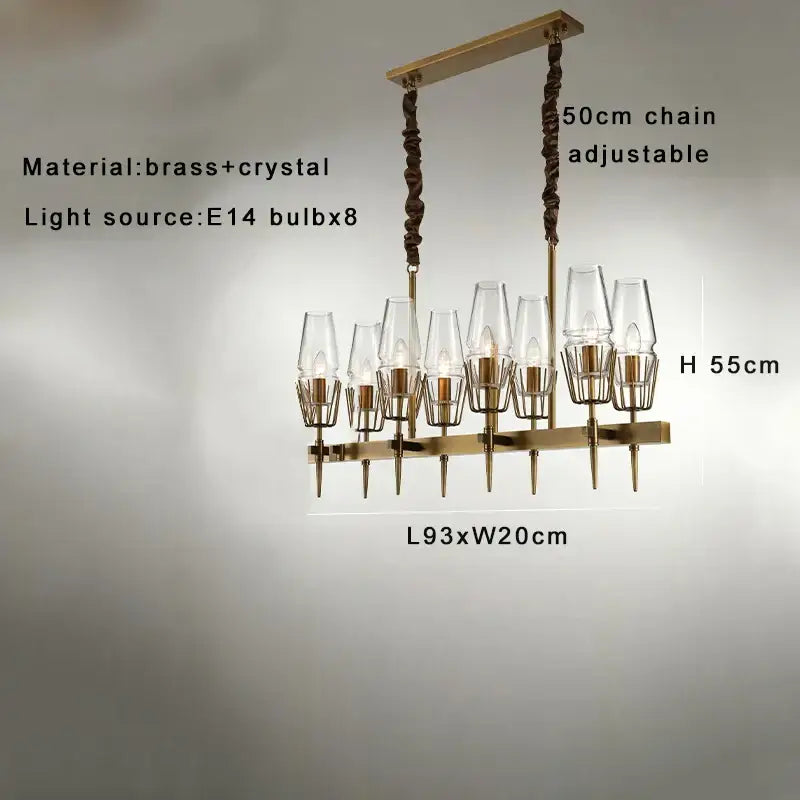 Luxury copper & glass chandelier – dining room lighting fixture
