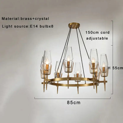 Luxury copper & glass chandelier – dining room lighting fixture