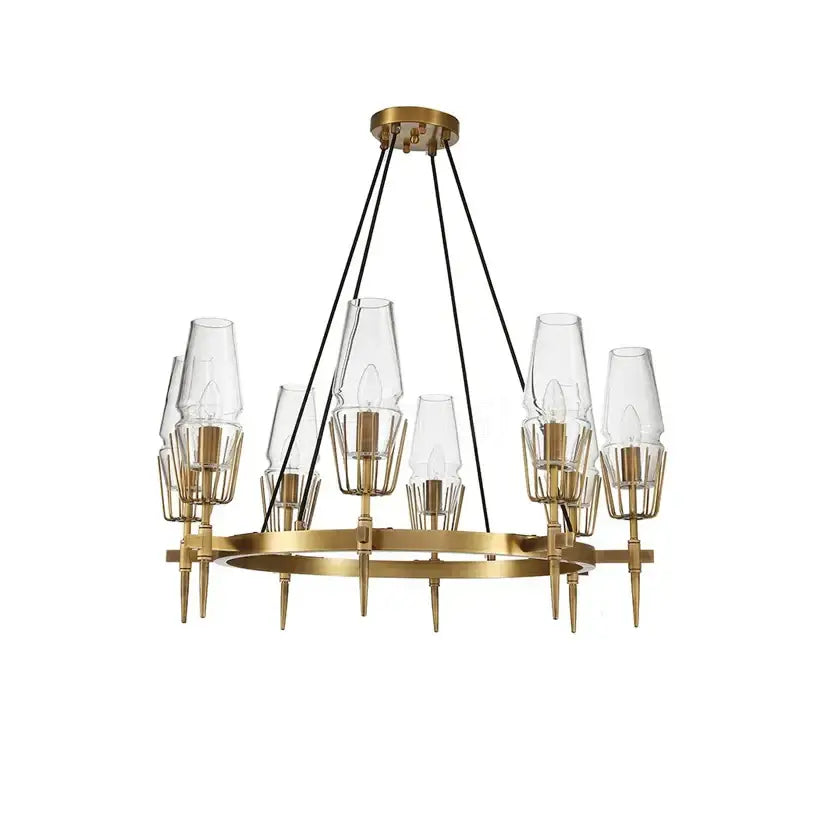 Luxury copper & glass chandelier – dining room lighting fixture