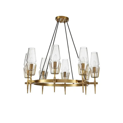 Luxury copper & glass chandelier – dining room lighting fixture