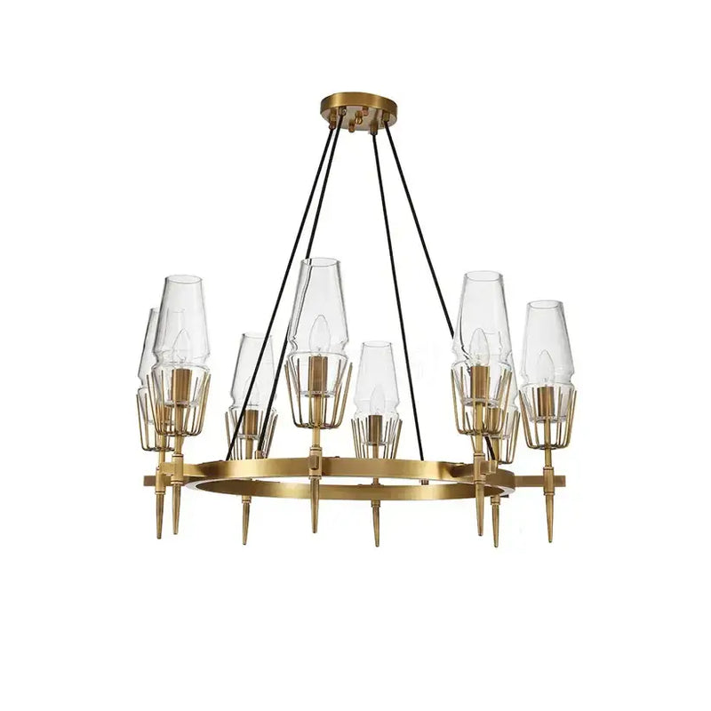 Luxury copper & glass chandelier – dining room lighting fixture