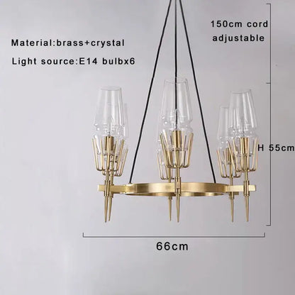 Luxury copper & glass chandelier – dining room lighting fixture