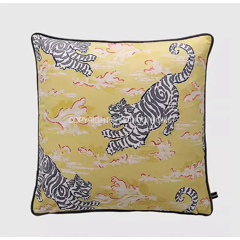 Luxury coral lynx velvet cushion cover living room pink & teal decor
