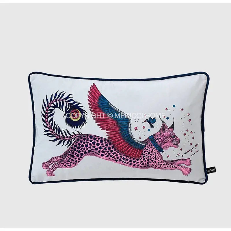 Luxury coral lynx velvet cushion cover living room pink & teal decor
