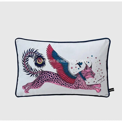 Luxury coral lynx velvet cushion cover living room pink & teal decor