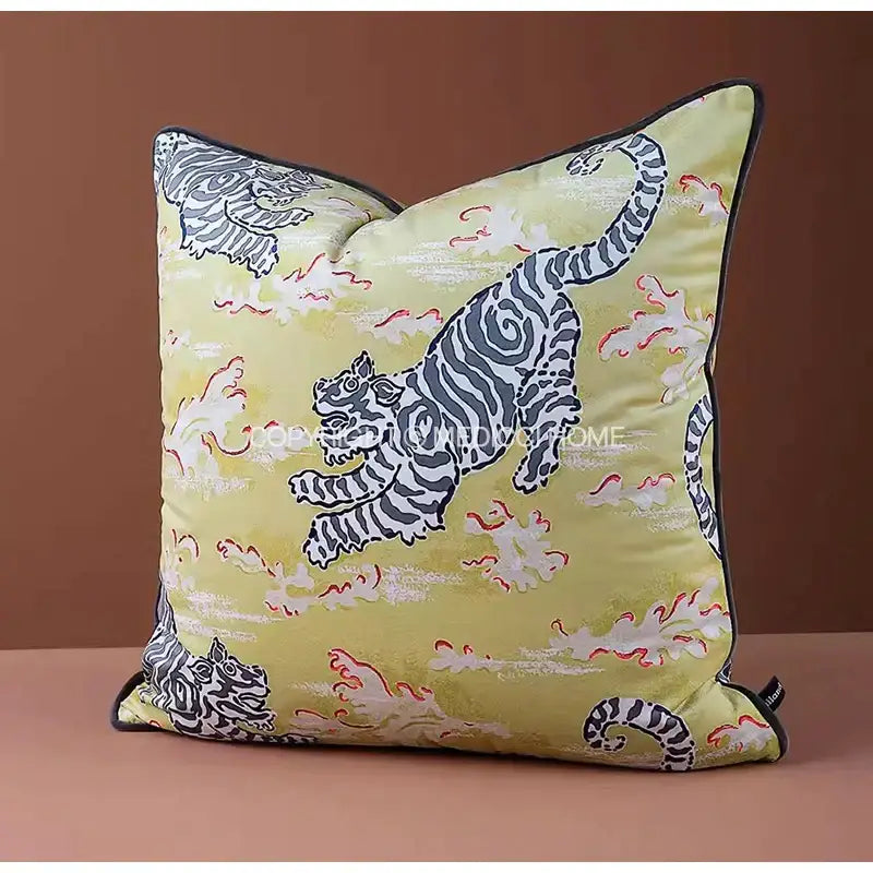 Luxury coral lynx velvet cushion cover living room pink & teal decor