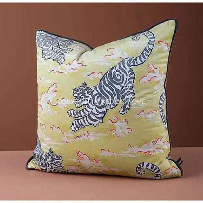 Luxury coral lynx velvet cushion cover living room pink & teal decor