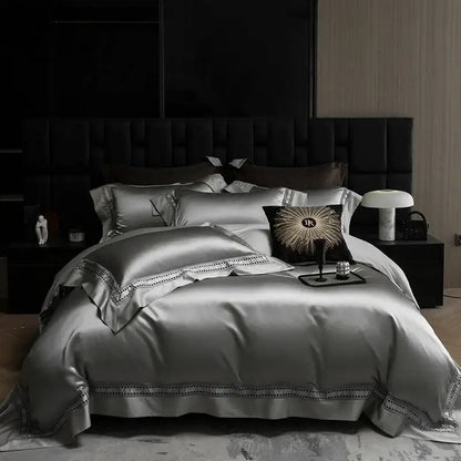 Luxury cream 1000tc egyptian cotton bedding set bedroom lace trim