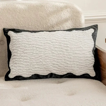 Luxury cream & black camellia jacquard pillow cover living room